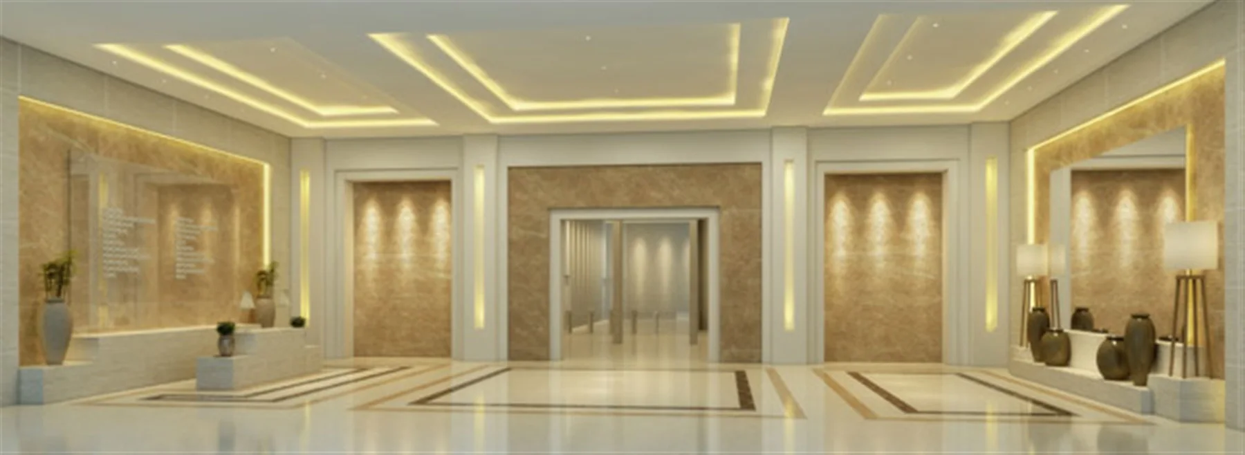 Hall interno claro do Edifício Pátio Jardins